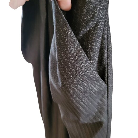 Le Chateau Grey Striped Belted Dress with 3/4 length sleeve and pockets - Picture 3 of 8